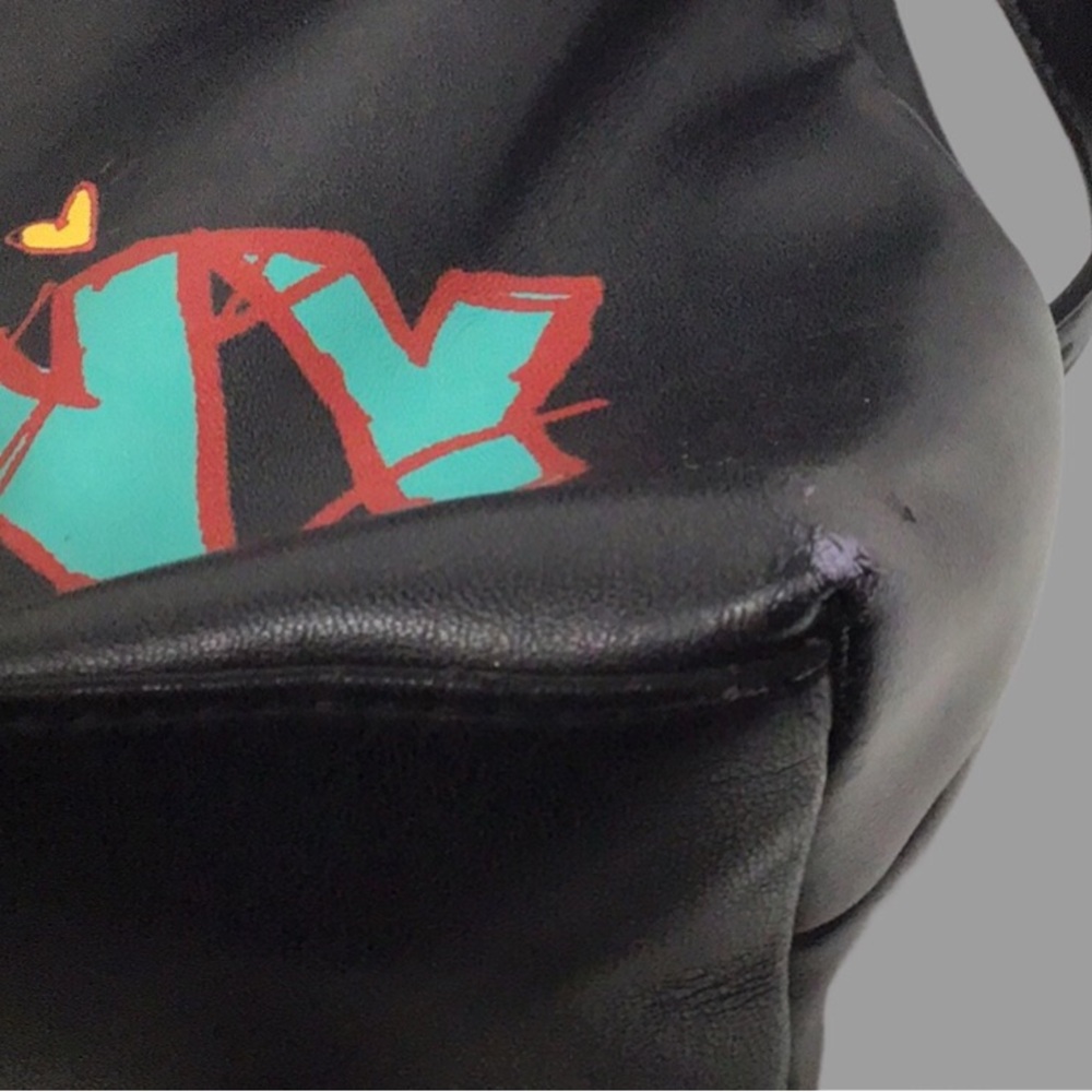 DKNY Tilly Graffiti Fold-Over Backpack, Faux Leather, Graffiti Logo Print, Black - Picture 12 of 12
